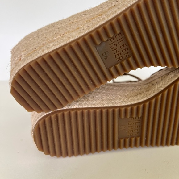 Eileen Fisher Women's Agnes Espadrille Wedge Sandals in Tan Leather, size 8.5 - Picture 5 of 10